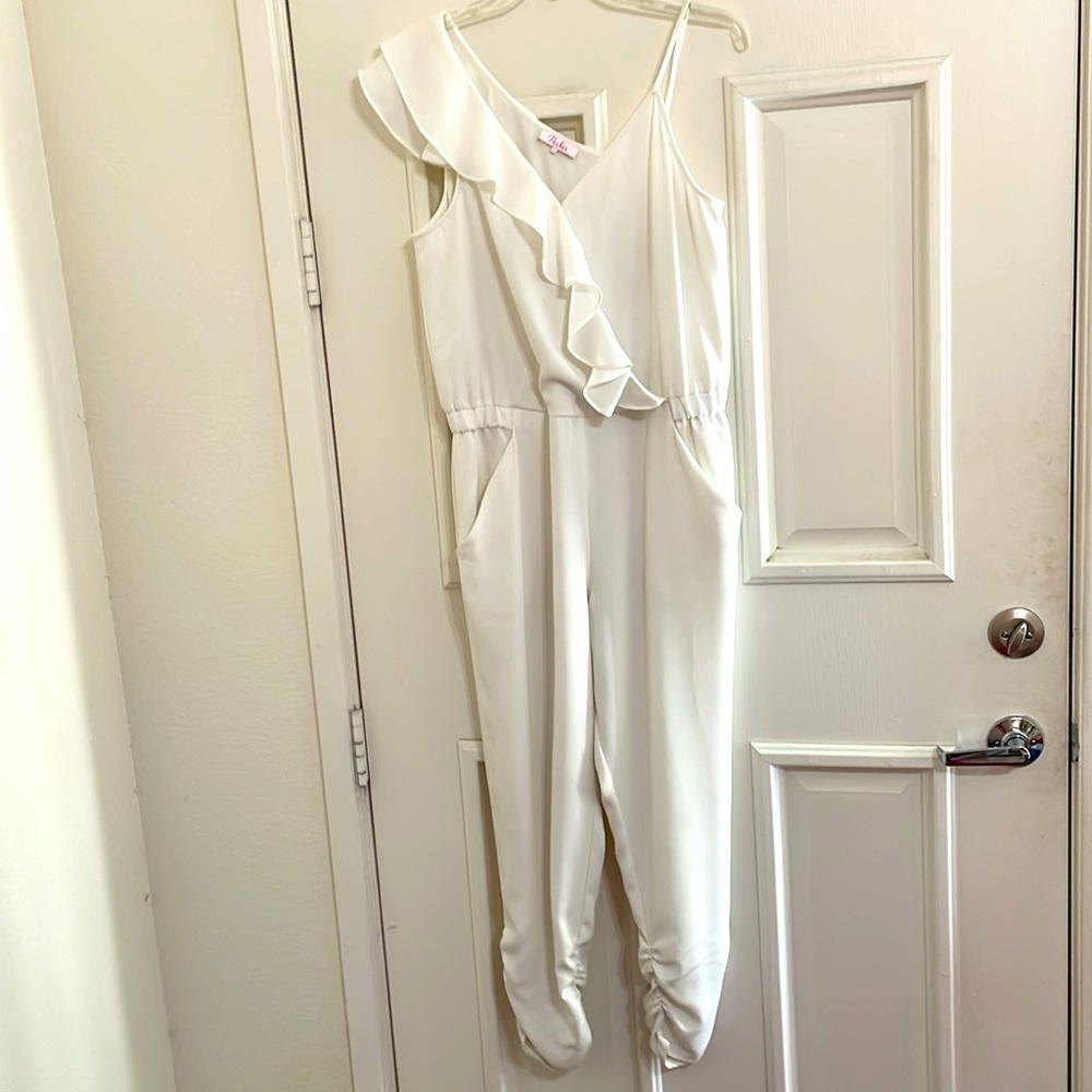 Saks Fifth Ave/ Parker Jumpsuit Ivory Crepe  sz 8